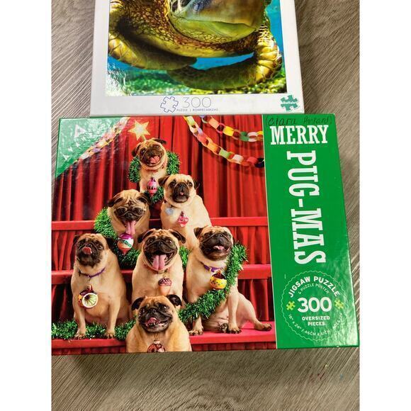Jigsaw Puzzle Bundle Set of 2 300 Piece Christmas & Sea Turtle Pug-Mas Theme - Picture 4 of 9